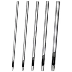【在庫処分】財布 ベルト 革製品 打ち具 円型 中空 0.5mm/1mm/1.5mm/2mm/3mm ポンチ穴あけ 皮ポンチ スチール製 丸形 ハトメ抜き (5サイズ) ベルトパンチ 5サイズセット レザーパンチ 穴あけポンチ