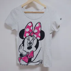 Disney ディズニー ミニー Tシャツ サイズL 白 綿100% ビッグプリント かわいい 古着