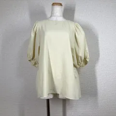 【エニィファム】カットソー　トップス　anyfam　レモン　F　フリー　丸首　クルーネック ボリューム袖　フリル　ドルマンスリーブ