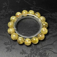 超大！天然石★【130A極!極満針ルチルクォーツ】★ブレスレット 天然石 金運 14.7-15.7mm ZZ1929