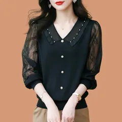 トップス レディース ブラウス Vネック シンプル シャツブラウス 体型 プルオーバー 透け感 デート 出席 通勤 OL 普段着 カジュアル ソフト 快適 ファッション