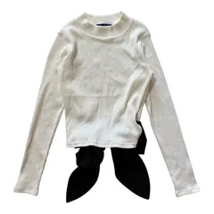  me Jane ミージェーン バックリボンリブカットソー ニット ホワイト レディース Mサイズ【Z1743】