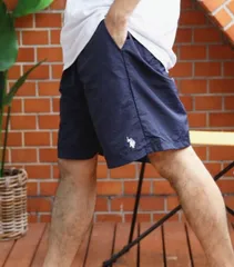 U.S. POLO ASSN. ナイロンワイドショートパンツ ネイビーS