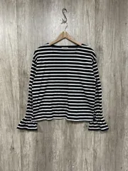 le.coeur blanc ルクールブラン ボーダー 袖シャーリング カットソー sizeM/白ｘ黒 ■◆ レディースのサムネイル
