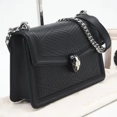 ★3日以内返品可★ 極美品 BVLGARI ブルガリ セルペンティ レザー 2wayチェーンショルダー 287371 2wayショルダーバッグ ブラック ホワイト レザー レディース