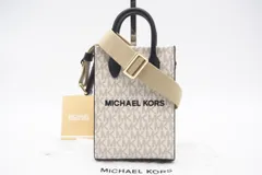 ★3日以内返品可★ 極美品 Michael Kors マイケルコース ミレラ スマートフォンクロスボディ 35S4G7ZC1B ショルダーバッグ ホワイト グレー  ブラック コーティングキャンバス レディース