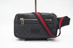 ★3日以内返品可★ 美品 GUCCI グッチ GGスプリーム ソフトGGスプリーム ベルトバッグ 474293 ウエストバッグ ブラック グレー ネイビー レッド コーティングキャンバス メンズ