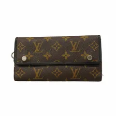 ★SALE【6ad3414-k】ルイヴィトン 三つ折り長財布 モノグラム・マカサー ポルトフォイユロン M60168 ブラウン ブラック【中古】メンズ