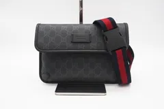 ★3日以内返品可★ 美品 GUCCI グッチ GGスプリーム PVC×レザー ボディバッグ 598113 ボディバッグ ブラック グレー ネイビー レッド コーティングキャンバス レザー メンズ