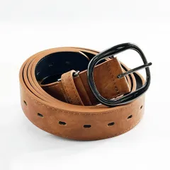 カジュアルベルト ブラックニッケルラウンド バックル 超ロングサイズ カットOK 幅4cm ブラウン