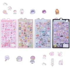 3dシール 立体シール 4枚セット 女の子 デコシール (4枚セット:A)