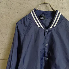 【USED】US 古着 SPORT ESSENTIALS ナイロンコーチジャケット ネイビー L 裏フリース ナイロンジャケット メンズ ナイロン コーチジャケット ラグランスリーブ US古着 ストリート カジュアル アウター スナップボタン スポーツ