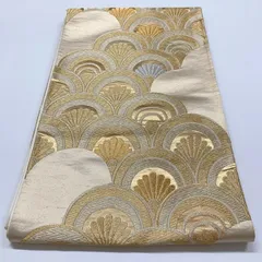 ［6849］袋帯 花青海波文様 金銀糸 六通 正絹 着物 フォーマル