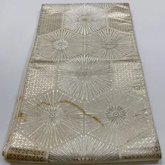 ［6857］袋帯 花亀甲文様 シルバー 六通 正絹 着物 フォーマル