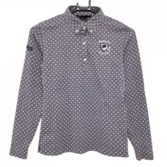 【超美品】ゾーイ 長袖ポロシャツ パープル×白 総柄 ロゴ刺しゅう ボタンダウン  レディース 36(S) ゴルフウェア ZOY