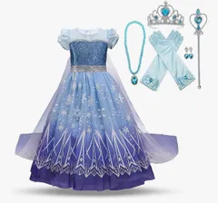 【150cm】ハロウィン 衣装 子供ドレス カボチャ 魔女 仮装プリンセス服 ドレス キッズ エルサ プリンセスドレス 豪華9点セット