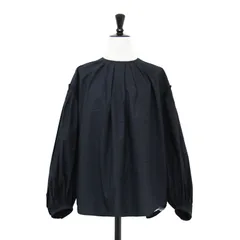 DRAWER ドゥロワー ブラウス ネイビー 紺 サイズ:36(S) / コットン ギャザースリーブ ブラウス / プルオーバー クルーネック 長袖 ボリュームスリーブ タック / 日本製 / トップス シャツ カットソー【レディース】【中古】