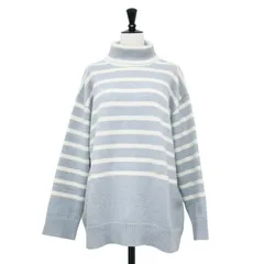 GALERIE VIE ギャルリー ヴィー ニット グレー ホワイト サイズ:FREE | 23春夏 ファインウールライト タートルネック ニット | プルオーバー 長袖 オーバーサイズ ドロップショルダー ミドルゲージ 日本製【レディース】【中古】