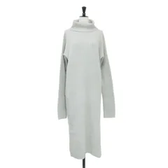 GALERIE VIE ギャルリー ヴィー ワンピース ライトグレー サイズ:36(9号) | ウール カシミヤ リブ タートルネック ワンピース | 長袖 ミディ丈 ストレート ドロップショルダー スリット | 日本製【レディース】【中古】