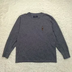 美品 POLO RALPH LAUREN ポロラルフローレン ポロベア サーマルロングTシャツ M グレー 刺繍 ワッフル ロンT カットソー レディース ブランド 中古 人気