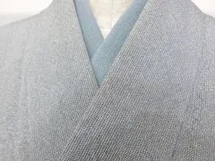 P41614　江戸小紋　（鮫小紋）　正絹　単衣　グレー地　男物　ｋ