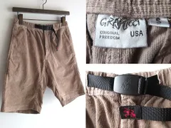 GRAMICCI グラミチ ロゴワッペン ウェビングベルト ストレッチコーデュロイ ショートパンツ イージーショーツ S カーキベージュ