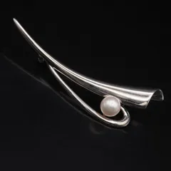 J987 本真珠 8.6mm珠 パール SILVER刻印 ブローチ デザイン シルバー コサージュ 6月誕生石