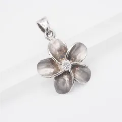 L137 ハワイアンジュエリー K 925刻印 ペンダント トップ デザイン プルメリア ダイヤモンド風 シルバー チャーム ヘッド