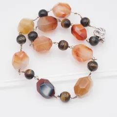 L129 タイガーアイ等 天然石 SILVER刻印 ネックレス デザイン シルバー