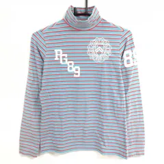 パーリーゲイツ 長袖ハイネックシャツ ライトブルー×レッド ボーダー レディース 1(M) ゴルフウェア PEARLY GATES