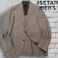 ISETAN MEN'S 伊勢丹メンズ リネン ウール シルク混 麻毛絹 段返り3B チェック柄 テーラードジャケット ブレザー IMJ91I507 ブラウン ▲130▼10907k01のサムネイル