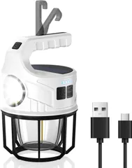 ランタン LED 1台多役  4000ｍAh 大容量電池 USB充電式 ソーラー充電 防水 アウトドアライト 車中泊 2WAY 懐中電灯  無段階調光 3つ調光モード 携帯便利 防災/地震/停電対策