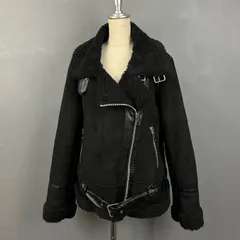 ZARA ザラ ダブルライダースジャケット  フェイクムートンジャケット ブルゾン 裏ボア ブラック 黒 レディース