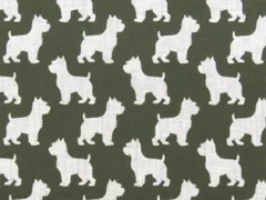 【ゆきちゃん限定】X2653 ウエスティ柄 シルエット カーキ 生地 1m