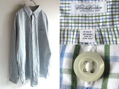 希少 00sビンテージ Brooks Brothers ブルックスブラザーズ コットン チェックシャツ BDシャツ 18-36/37 ブルー グリーン ホワイト 青緑白