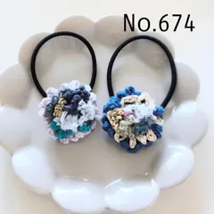 オールシーズン　コサージュフリル花ヘアゴム2個セット