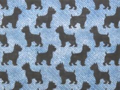 【ゆきちゃん限定】X2654 ウエスティ柄 シルエット デニムブルー 1m