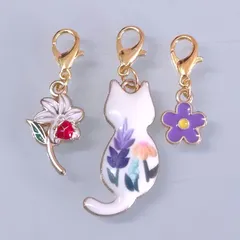 【282】ミニサイズ♡ファスナーチャーム♡猫♡エナメルチャーム♡ポーチ♡アクセサリー♡キーホルダー♡エナメルチャーム3個セット