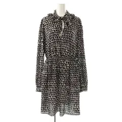 ケイトスペード KATE SPADE 総柄 ワンピース 長袖 ロング M 黒 白 /NR ■OS