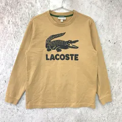 LACOSTE × BEAMS ラコステ × ビームス 別注 ビッグ ワニ プリント ロング スリーブ Tシャツ ベージュ US XSサイズ 〇◇