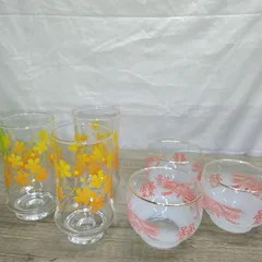 昭和レトロ キッチン用品 ガラスコップ アデリアグラス  ジュース・麦茶グラス 2種類６ケセット 中古品 S540