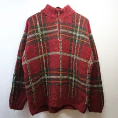 LAUREN Ralph Lauren ローレンラルフローレン ニット セーター ハンドニット 古着 vintage レディース ハーフジップ チェック柄 アメカジ