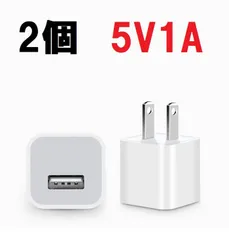 USB電源アダプター 100V-240V対応 出力DC5V/1A コンパクトUSBコンセント 軽量 汎用USB ACアダプター（白黒２個セット）
