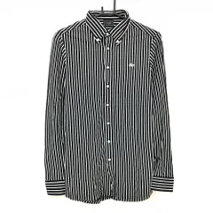 【超美品】ラコステ  黒×白 ストライプ ボタンダウン メンズ 4(L) ゴルフウェア LACOSTE