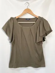 ロペ ROPE フリル袖 カットソー カーキ M 二の腕カバー オフィス 上品