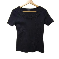 LANVIN COLLECTION(ランバンコレクション) 半袖Tシャツ サイズ38 M レディース美品  - 黒 メッシュ/スパンコール/刺繍