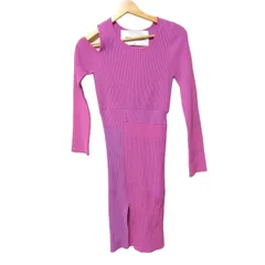 Andersson Bell(アンダースンベル) ワンピース サイズM レディース新品同様  - ライトパープル×ピンク クルーネック/長袖/ロング/ニット