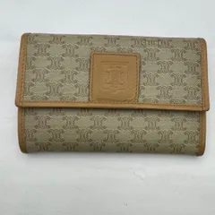 ▽CELINE　セリーヌ　マカダム柄/二つ折り財布　ベージュ　10415