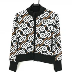 【新品】CPG ジャケットブルゾン 黒×白×ブラウン 総柄 裏地メッシュ レディース 2(M) ゴルフウェア CPG