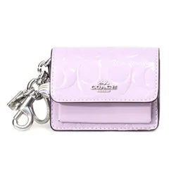 コーチ キーホルダー COACH パテントレザー シグネチャー ミニ クレアバッグ ハート チャーム ポーチ 小物入れ キーホルダー バッグチャーム コインケース ライトバイオレット CDB50